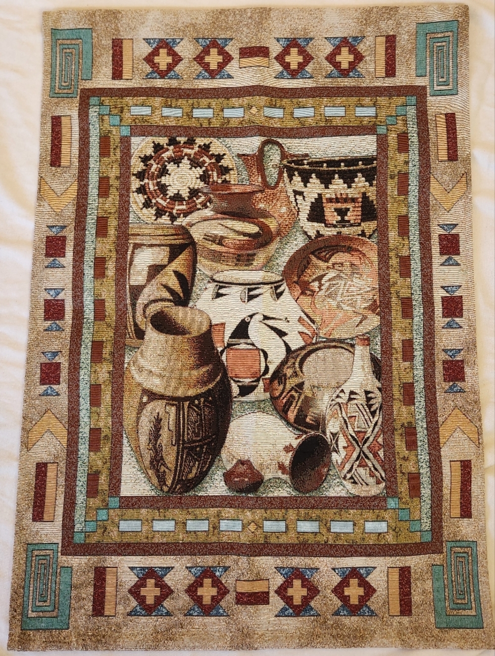 Southwestern Pueblo Wall Hanging Tapestry Woven 26x36